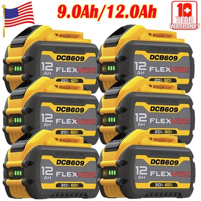 Pack 12.0Ah For DEWALT FLEXVOLT DCB609 20V/60V MAX Lithium-lon Battery DCB606-2
