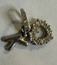 Cubic Zirconia Jeweled Heart And ‘K’ Necklace Pendant Only