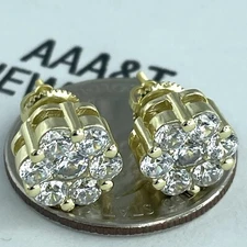 925 STERLING SILVER ICY BLING CUBIC ZIRCONIA CLUSTER 10.2 mm AROUND EARRING