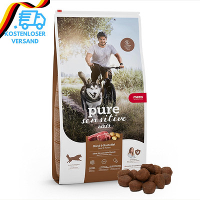 MERA Pure Sensitive Fresh Meat Rind & Kartoffeln, Hundefutter Trocken Mit Viel F