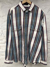 Eddie Bauer Shirt Cotton Striped Elkhorn Twill Vintage Button Up Knit Mens XL