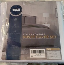 NESTL Duvet Cover Set Soft Brushed Comforter Cover W/Pillow Sham, White - Full