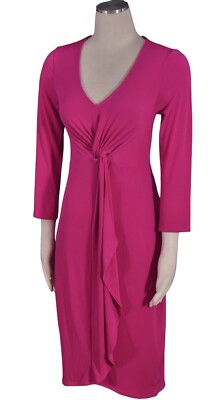 CURVE by Bold Elements Dress Plunging Twist Ruffle Front V Neck Jersey US S NEW