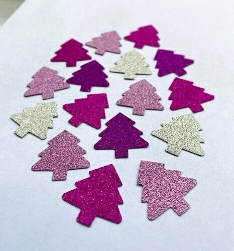 ÁRBOLES DE NAVIDAD FORMAS PARA HACER TARJETAS ROSA PÚRPURA PLATA FORMAS DE ÁLBUM DE RECORTES x 50 - Imagen 1 de 4