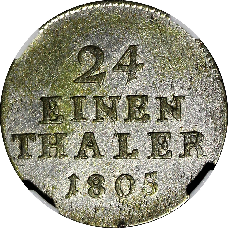 Germany SAXE-COBURG-SAALFELD Silver 1805 1/24 Thaler NGC AU DET RARE KM130 (025) - Image 4 of 4