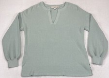 Loft Light Green Cotton Split Neck Long Sleeve Knit Sweater Women s Size S