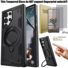 For Samsung S25+ S25 Ultra 5G Magnetic Stand Case Cover / Privacy Tempered Glass