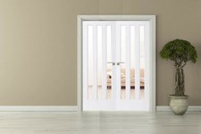 Internal french doors glazed Aston 3L clear glass white primed double doors pair