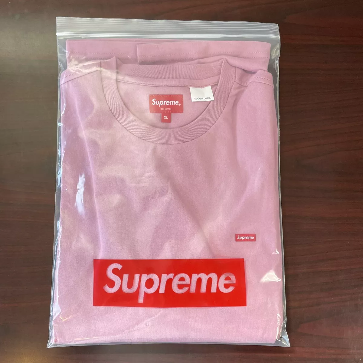 Supreme Small Box Logo L/S Long Sleeve Tee Pink FW22 XL. Deadstock