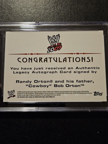 2009 Topps WWE Cowboy Bob Orton & Randy Orton Dual Autographs CSG 9 Wrestling - Picture 7 of 7