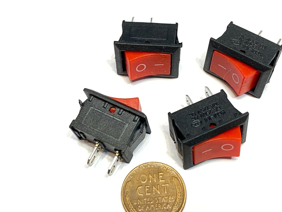 4 x Red KCD1 Mini Rocker Switch 2 Pin ON OFF SPST 125VAC/6A 250VAC