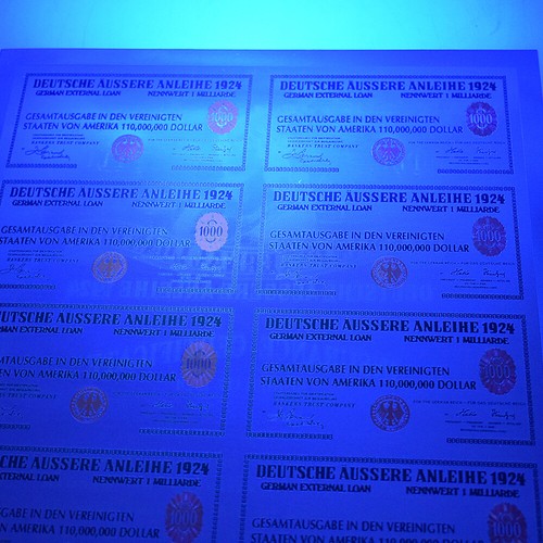 Bono de oro alemán de 1924 1000 billetes colección de billetes marca de agua y número de serie - Imagen 6 de 8
