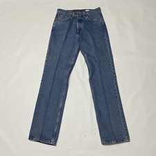 Vintage Levis 505 Jeans 32 x 32 USA Made 90s Dark Indigo Blue Straight Red Tab