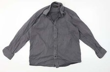 Unity World Wear Mens Grey Striped Cotton Blend Dress Shirt Size 42