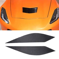 Carbon Fiber Headlight Eyelid Cover Trim Decal Sticker For Corvette C7 2014-2019