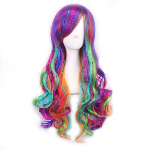 Womens Long Curly Wavy WIG With Bangs Hair Party Wigs Sleek Synthetic Cosplay - Picture 11 of 31