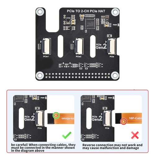 2 Port PCIe to 2CH PCIe FFC HAT PCle Expansion Module 16Pin Connection for RPI5 - Bild 6 von 8