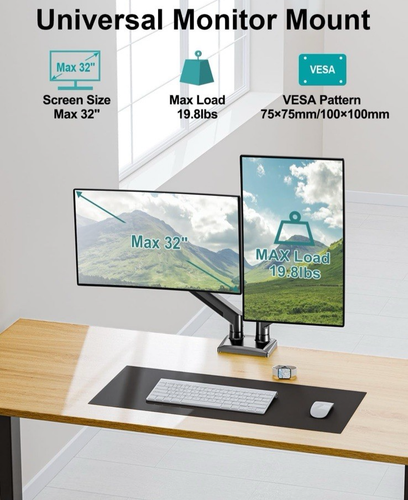 MOUNT PRO Dual Monitor Mount Fits 13 to 32Inch Computer Screen, Height Adjus... - Picture 8 of 9