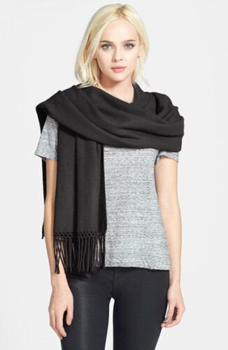 Nordstrom Cashmere Blend Houndstooth Print Fringed Scarf or  display picture 1