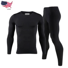 Mens Winter Ultra-Soft Fleece Lined Thermal Top & Bottom Long John Underwear Set