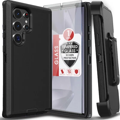 CASE7 For Samsung Galaxy S25 Ultra S24 S23 S22 S20 FE Case Phone Cover + Screen Glass