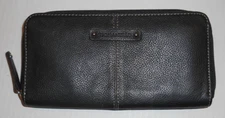 Tignanello Zip Around Clutch Wallet Womens Genuine Leather Black