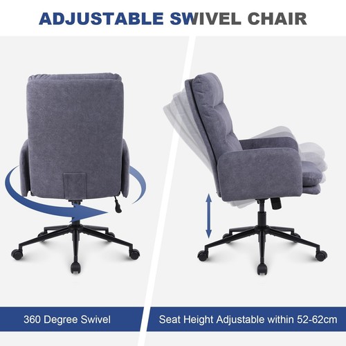 Adjustable Height Home Office Chair, Modern Heightened Back Computer Desk Chair - Picture 6 of 8