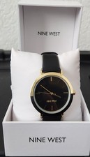 Nine West Women's Black/Gold Strap Watch