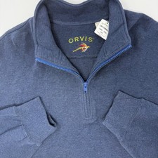 Orvis Heathered Softest Zip Neck Pullover Sweatshirt Men's XXL Navy Cotton NEW