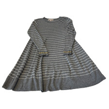 Philosophy Women’s Long Sleeve Sweater Dress Cashmere Blend Medium Gray Striped