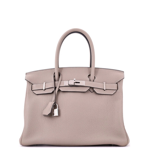 Hermes Birkin Handbag Grey Togo with Palladium Hardware 30