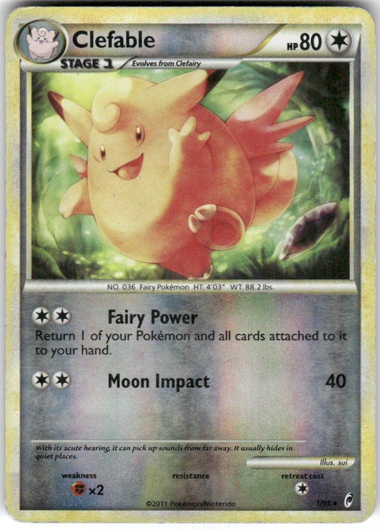 Clefable 1/95 Rare Call of Legends Pokemon Reverse Holo Heavily Played