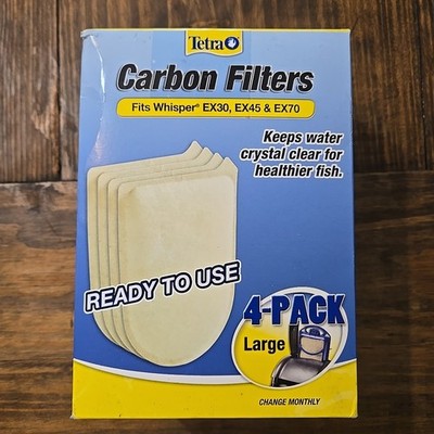 Tetra Large Carbon Filter Cartridge Pad Whisper EX30 EX45 EX70 4 Pack