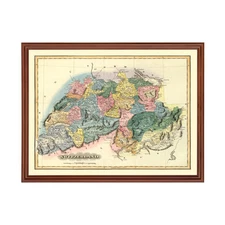 Old Map of Switzerland 1823 - Vintage Switzerland Art Wall D