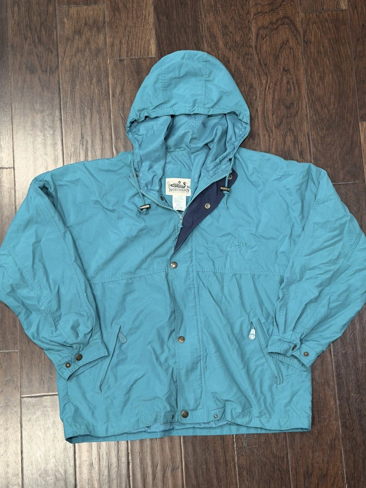 Vintage Northern Reflections Jacket Teal Hooded Outdoor Coat Unisex