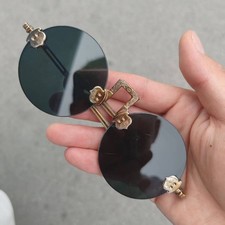 Retro Rimless Dark Lens Sunglasses Old Shanghai Copper Frame for Daily Wear