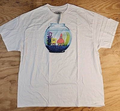 Spongebob Square Pants Pets Graphic White Cotton T-shirt Mens 2XL
