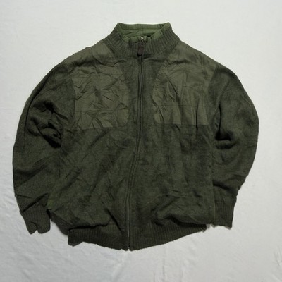 Orvis Vintage Upland Collection 100% Wool Full Zip Jacket Men M Olive USA Made