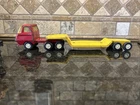 Vtg Tonka Tiny Semi Truck Metal Yellow Lowboy Trailer-Hauler 1970s