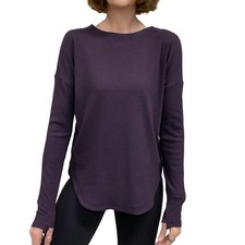 Athleta Presence Sweatshirt Sz XS New 89 Iris Purple Relaxed Fit Long Length