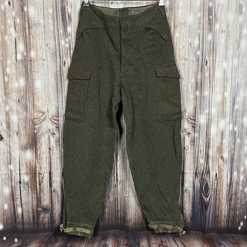 WW2 Army Pants Trousers Swedish 96 Wool Cargo Military Original Vtg 1945 30x30