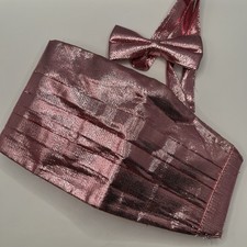 Pink Cummerbund BowTie Solid Metallic Color