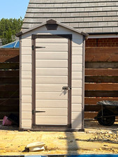 Keter Lockable Plastic/Resin Garden Shed Beige/Brown Apex Roof Single Door
