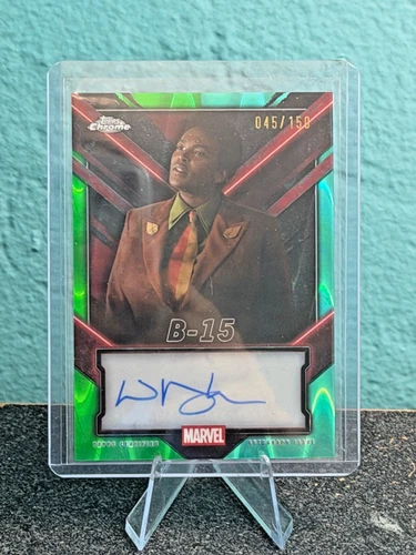 2025 Topps Chrome Deadpool Wunmi Mosaku as B-15 Green/Aqua Raywave Auto /150