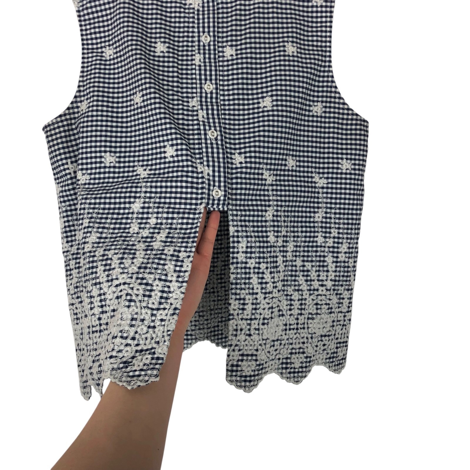 Zara Gingham Plaid Print Embroidered Tank Top Shirt Size M Western Cowgirl Boho thumbnail 8