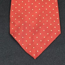 John Weitz Men's Tie Burnt Orange Yellow Polka Dot 100 Silk Made in USA