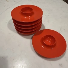 Set of 6 Red Rosti Mepal Melamine Egg Cups Denmark Copenhagen