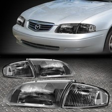 For 98-99 Mazda 626 Black Housing Clear Corner Headlight Replacement Head Lamps