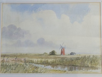 Vintage Original Aquarell Gemälde signiert von John Grove Cley Mill