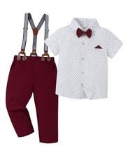 Boy Suits Boys Wedding Outfit Dress Shirt with 6-7 Years Short-wine Red